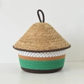 Handgeweven geschenkmand met gekleurd katoenen touw en strooien deksel voor drakenbootfeest - Strooien Hoed Koepel Veelkleurige Stijl (Klein)