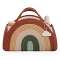 Rainbow striped cotton rope baby diaper caddy with woven handles and cloud tag - Small 32*20*22 / Five-Color Gradient