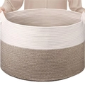 Noorse opbergmand van katoenen touw met handvatten in tweekleurig wit en bruin design - 40x35 / Crèmewit & Bruin