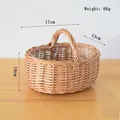 Detail view of small wicker basket showing 17cm x 13cm x 18cm dimensions and 66g weight - Natural Wood Bare Basket / Diameter 17cm