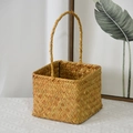 Cesto quadrato in rattan intrecciato con manico in paglia naturale per decorazioni - Naturale Quadrato Piccolo (15x30)