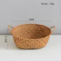 Dettaglio del cesto in erba marina con dimensioni diametro 24cm e altezza 8,5cm mostrate - Rotondo Piccolo Con Doppia Impugnatura 24*8.5