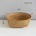 Dettaglio del cesto in erba marina intrecciata a mano, misure 27x10,5cm e manici - Rotondo Medio Con Doppia Impugnatura 27*10.5