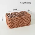 Dettaglio cesto portaoggetti intrecciato marrone con dimensioni 30x20x14cm e telaio interno - Medio / caffè