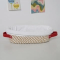 Oval woven bread proofing basket with red leather handles and white linen liner - 26*14*9.5 / Dual-Handle Oval / With Cloth Cover / Oatmeal
