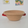 Round woven bread proofing basket with red leather handles for home baking decor - 23*9.5 / Dual-Handle Round / Without Cloth Cover / Khaki