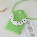 Mini green woven shoulder bag with pearl clasp and cloud charm for women's summer fashion - Green With Letter Pendant