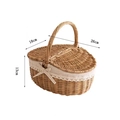 Cesto da picnic artigianale in vimini con doppio coperchio e pizzo bianco, 26x18x13cm - Stile Piccolo