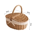 Cesto da picnic in vimini fatto a mano con fodera in pizzo bianco e fiocco misura 40cm - Stile Grande