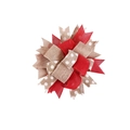 Handmade red ribbon and burlap Christmas bow decoration with white polka dots pattern - Red Bow