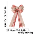 Christmas tree topper burlap bow red striped holiday decor 45cm x 27.8cm size detail - Spliced Striped Bow