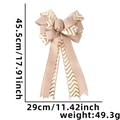 Handmade large burlap Christmas tree topper bow with gold wave pattern 45.5cm height - Gold Stripe and Maple Leaf Large Bow