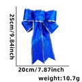 Fiocco di Natale blu reale scintillante con bordo argento per decoro dell'albero - Blu (5 Fiocchi)