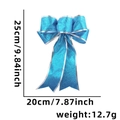 Sparkling blue 25cm Christmas bow with silver edges for tree decoration and party festive use - Sky Blue (5 Loops)