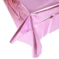 Metallic pink PET disposable tablecloth with high-gloss foil finish for party decor - Pink