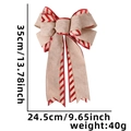 Fiocco di Natale rustico in juta rossa e marrone con dettagli a righe eleganti - Fiocco Doppio Strato a Strisce Rosse