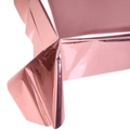 Metallic rose gold foil tablecloth for birthday parties showing shiny mirror finish texture - Rose Gold
