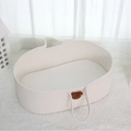 Cesta portatile in corda di cotone intrecciata bianco panna con orsetto marrone - Cestino Per Neonati A Forma Di Orsetto Bianco (con Imbottitura In Schiuma) 70*40*25