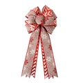 Large Christmas bow with white snowflake and red chevron patterns for tree decoration - Snowflake Wave Splicing Bow