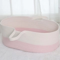 Pink and white woven cotton rope baby moses basket with dual integrated handles - Pollen And White Baby Basket (mat Not Included) 70*40*25