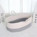 Portable Nordic cotton woven baby bassinet in dual-tone white and light grey finish - Light Gray And White Baby Basket (mat Not Included) 70*40*25