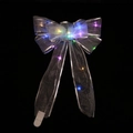 Silver LED Christmas ribbon bow with colorful glowing lights for tree decoration - Silver & Gold Bow Set (Multi-Color + Warm Light)