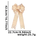 Fiocco decorativo bianco e oro per albero di Natale di dimensioni 42,6 cm x 22,7 cm - Strisce Chevron Dorate