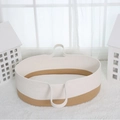 Culla portatile in corda di cotone intrecciata bicolore crema e kaki con materasso - Cesta Per Neonati Color Kaki E Bianca (con Imbottitura In Schiuma) 70*40*25