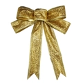 Sparkling gold 15cm Christmas bow with glitter finish and metallic woven edges - 15cm Gold Bow
