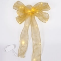 Golden Christmas ribbon bow with warm LED lights and elegant snowflake patterns - Warm Light Gold Snowflake
