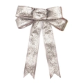 Sparkling silver Christmas glitter bow decoration for Christmas tree hanging ornament - 15cm Silver Bow
