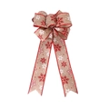 Fiocco natalizio in iuta con bordo rosso e fiocchi di neve per pacchi regalo - Fiocco Fiocco di Neve