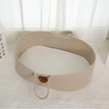 Cesta porta-enfant in corda di cotone beige intrecciata con morbido cuscino bianco - Cestino Per Neonati A Forma Di Orsetto Di Peluche Marrone (con Imbottitura In Spugna) 70*40*25