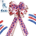Fiocco decorativo Giorno Indipendenza con motivi bandiera USA e camion in stile rustico - Fiocco Lino Giorno Indipendenza Strati