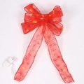 Luminous red Christmas bow with LED warm lights and snowflake pattern for tree decor - Warm Light Red Snowflake