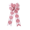 Elegante fiocco di Natale bianco con motivo barocco rosso per scatole regalo - Fiocco Floreale Bianco