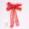 Luminous red Christmas ribbon bow with gold snowflakes and colorful LED lights - Multi-color Light Red Snowflake