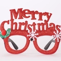 Sparkly red Merry Christmas glasses frame with green holly leaves and white snowflakes - Red Ho Ho Ho