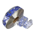 Blauw organzalint met zilveren sterren en muzieknoten voor cadeauverpakking - 2m Blauw Bronzing Lint