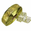 3.8cm sheer champagne gold Christmas ribbon with metallic snowflake and star patterns - 3.8cm x 100 Yards / Gold