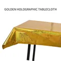 Mantel láser holográfico dorado brillante con textura de purpurina para fiestas y bodas - 1m*2.7m Mantel Láser Dorado