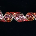 Rotes Weihnachtsband mit goldenen Schneeflocken und warmen LED-Lichtern für Baumdeko - 1m / Bronzierendes Rot (Warmes Licht)
