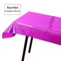 Glossy rose red holographic PET tablecloth with vibrant metallic glitter for parties - 1m*2.7m Rose Red Laser Tablecloth