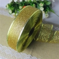 Sparkling gold Christmas ribbon with glitter finish for festive tree decoration and DIY - Size 100 / Gold