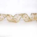 Golden translucent mesh ribbon with gold foil patterns for Christmas tree decoration - Bronzing Gold Ribbon (No Light)