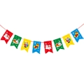 Kleurrijke kerstbanner met kerstman en sneeuwpop op dik karton voor decoratie - B2 Stijl Banner
