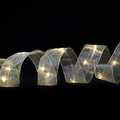 Golden LED ribbon light with warm glow for Christmas tree decor, mesh fabric style - Solid Color Gauze Gold (Warm Light, 5cm)