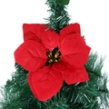Kunstmatige rode kerststerbloem voor kerstboomdecoratie met fluwelen bloembladen - Rood