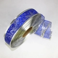Nastro natalizio semitrasparente blu scuro con stelle glitterate argento e onde decorative - Blu