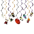 Detailed view of Halloween spiral ornaments with cartoon pumpkin, vampire, and mummy cards - Vampire